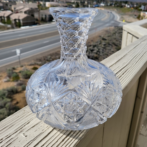Antique Hawkes Crystal Vase/ Decanter Gladys Pattern 7" c. 1901 - Picture 5 of 9